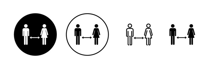 Social distancing vector. social distance sign and symbol. self quarantine sign - obrazy, fototapety, plakaty