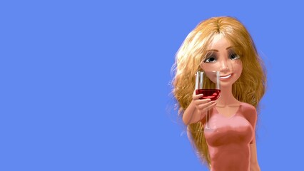 Woman Illustration Cheers with Wine
