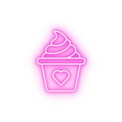 Ice-cream love neon icon