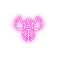 Bird peace symbol neon icon
