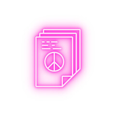 Peace documents files neon icon