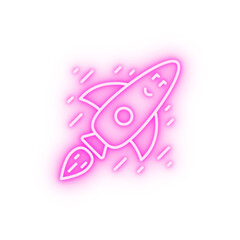 Rocket smile fly neon icon