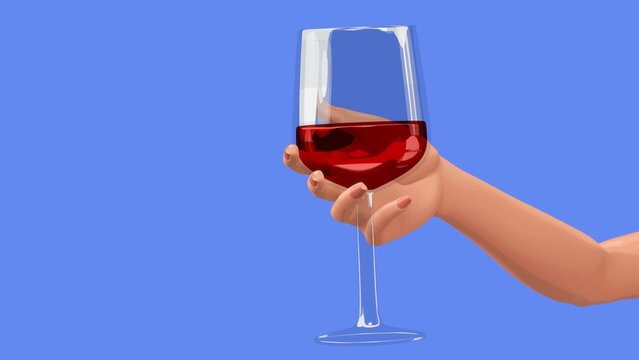 Wine illustration, hand holding glass