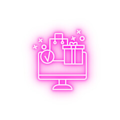 Browser shopping bag shop monitor neon icon