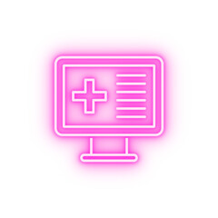 Medical technology monitor neon icon