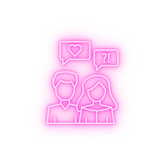 Fototapeta premium Man woman chat bubble neon icon