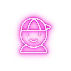 Boy child neon icon