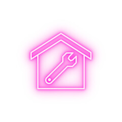 apartment repair line neon icon