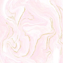 Pink Marble and golden lines Background