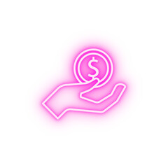 to earn money line neon icon