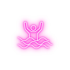 sinking person line neon icon