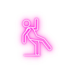 falling man line neon icon