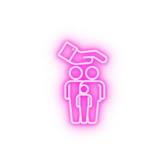 hand family protection insurance neon icon