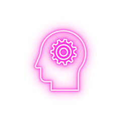intelligence gear head neon icon