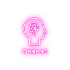 Human palette brush in mind neon icon