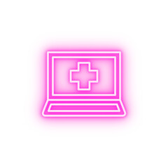 Fototapeta premium health laptop healthcare online neon icon