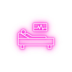 health patient recovery room neon icon