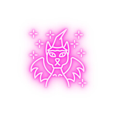Halloween demon devil fear scary cat pet hat wings costume neon icon