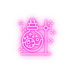 Halloween flask liquid poison potion eye neon icon