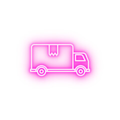 Delivery truck neon icon