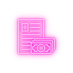 Financial testament neon icon