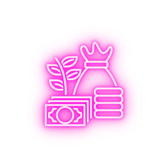 Financial growth neon icon