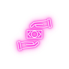 Financial pay neon icon