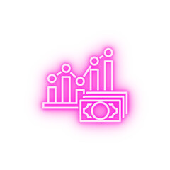 Financial stocks neon icon