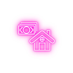 Financial mortgage neon icon