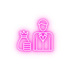 Financial businessman neon icon