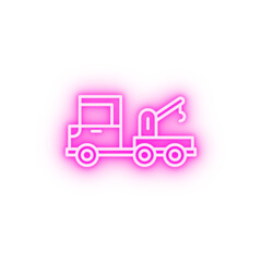 Emergencies crane truck neon icon