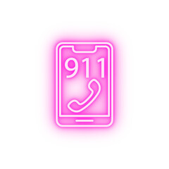 Emergencies 911 neon icon