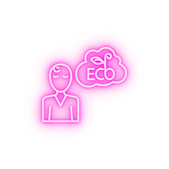 Think eco man cloud neon icon