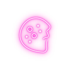acne disease face neon icon