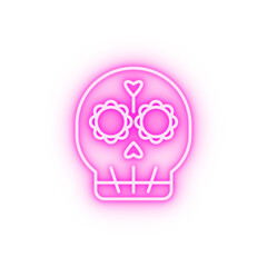 day of the dead skull neon icon