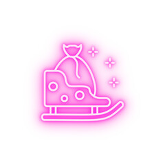 Sleigh bag present neon icon