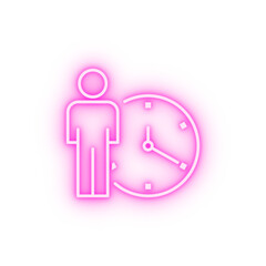Deadline clock human neon icon