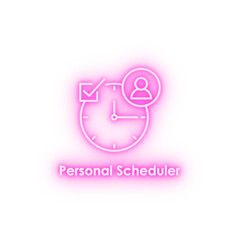 clock check man neon icon