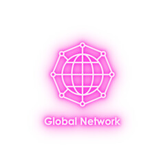world global network neon icon