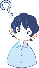 意図が分からず首をかしげる人物のイラスト