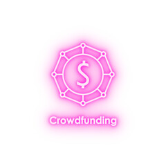 global dollar crowdfunding neon icon