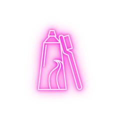 Toothpaste toothbrush neon icon