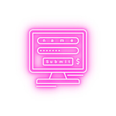 Monitor name password submit neon icon