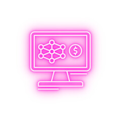 Responsive finance monitor neon icon