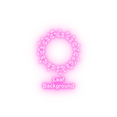 Leaf round background hand drawn in round neon icon