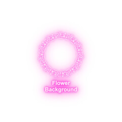 Flower round background hand drawn in round neon icon