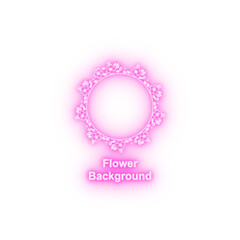 Flower round background hand drawn in round neon icon
