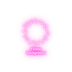 Flower round background hand drawn in round neon icon