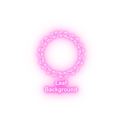 Leaf round background hand drawn in round neon icon