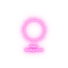 Heart round background hand drawn in round neon icon